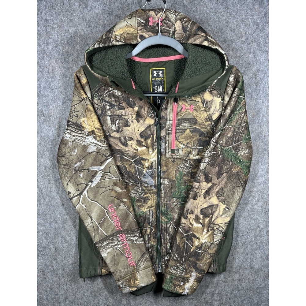 Under Armour Womens UA Storm Realtree Camo Fleece Lined Jacket Small Pink